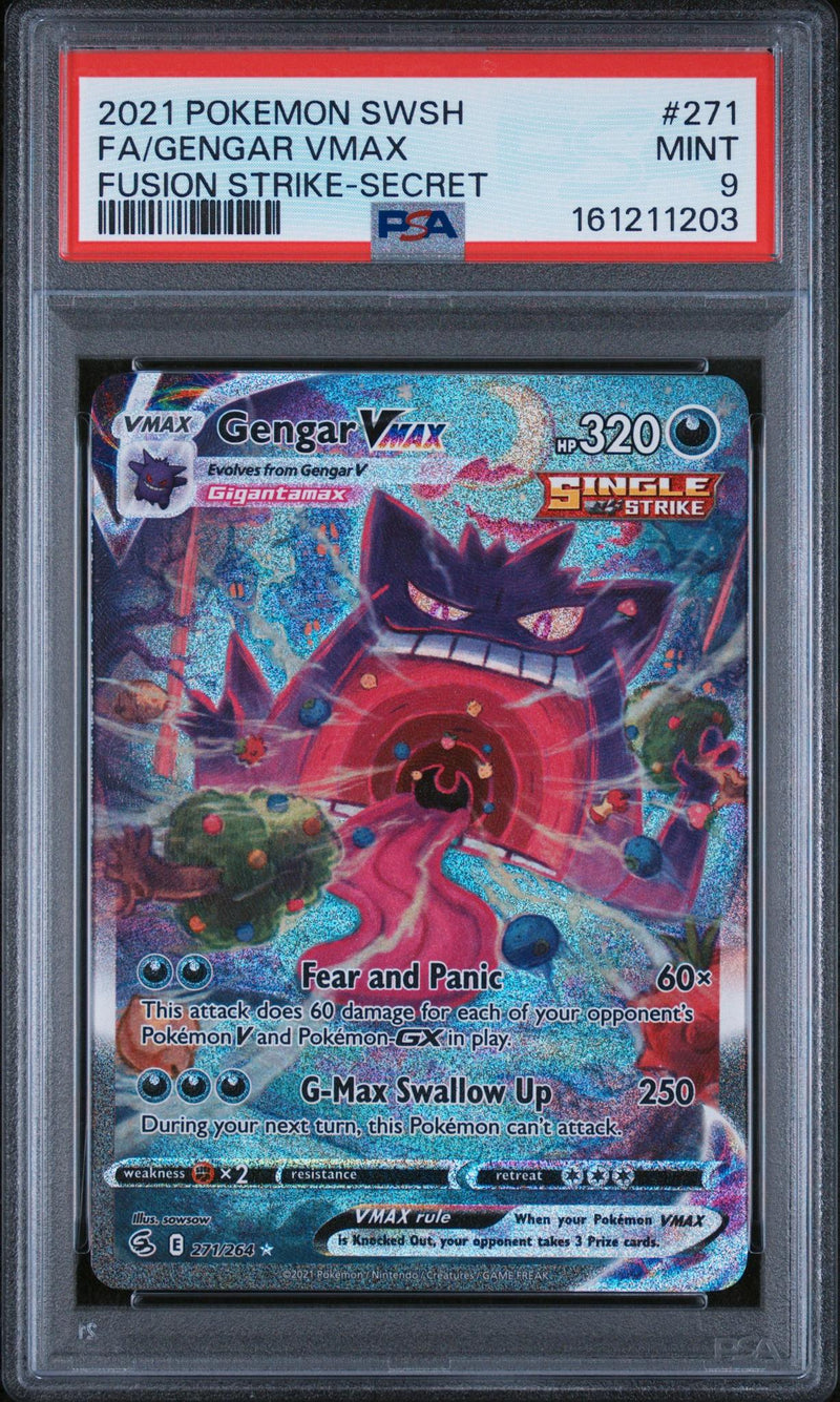 2021 Pokemon Sword and Shield Fusion Strike Secret Rare Gengar Vmax #271 PSA 9