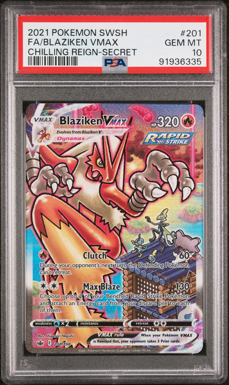2021 Pokemon Sword and Shield Chilling Reign Secret Rare Blaziken Vmax #201 PSA 10