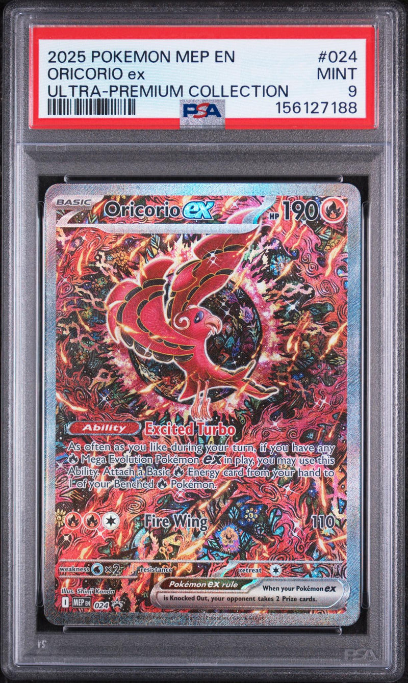 2025 Pokemon Mega Evolution Mega Charizard X Ex Black Star Promo Ultra Premium Collection Oricorio Ex #024 PSA 9