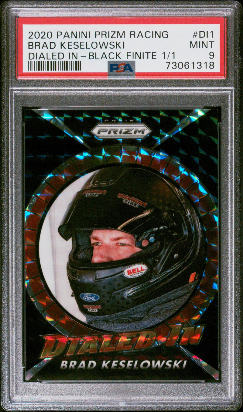 2020 Panini Prizm Dialed In Black Finite Prizm Brad Keselowski #1 /1 1/1 PSA 9