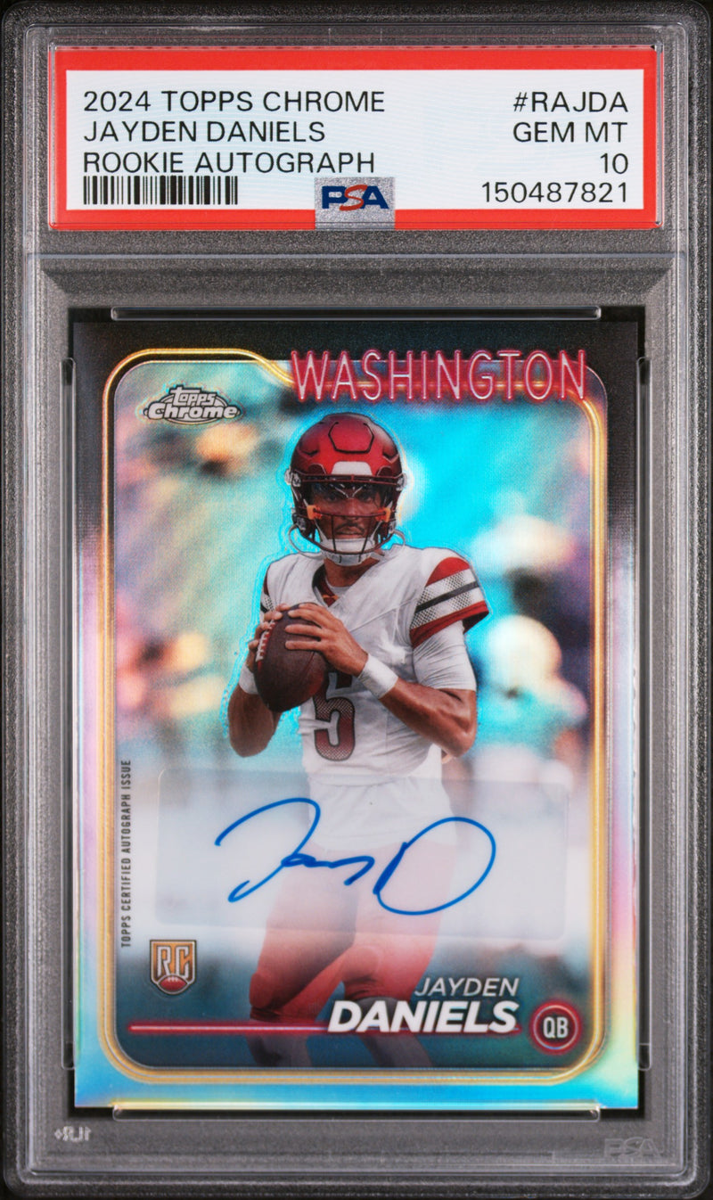 2024 Topps Chrome Rookie Autograph Variation Jayden Daniels #RA-JDA PSA 10