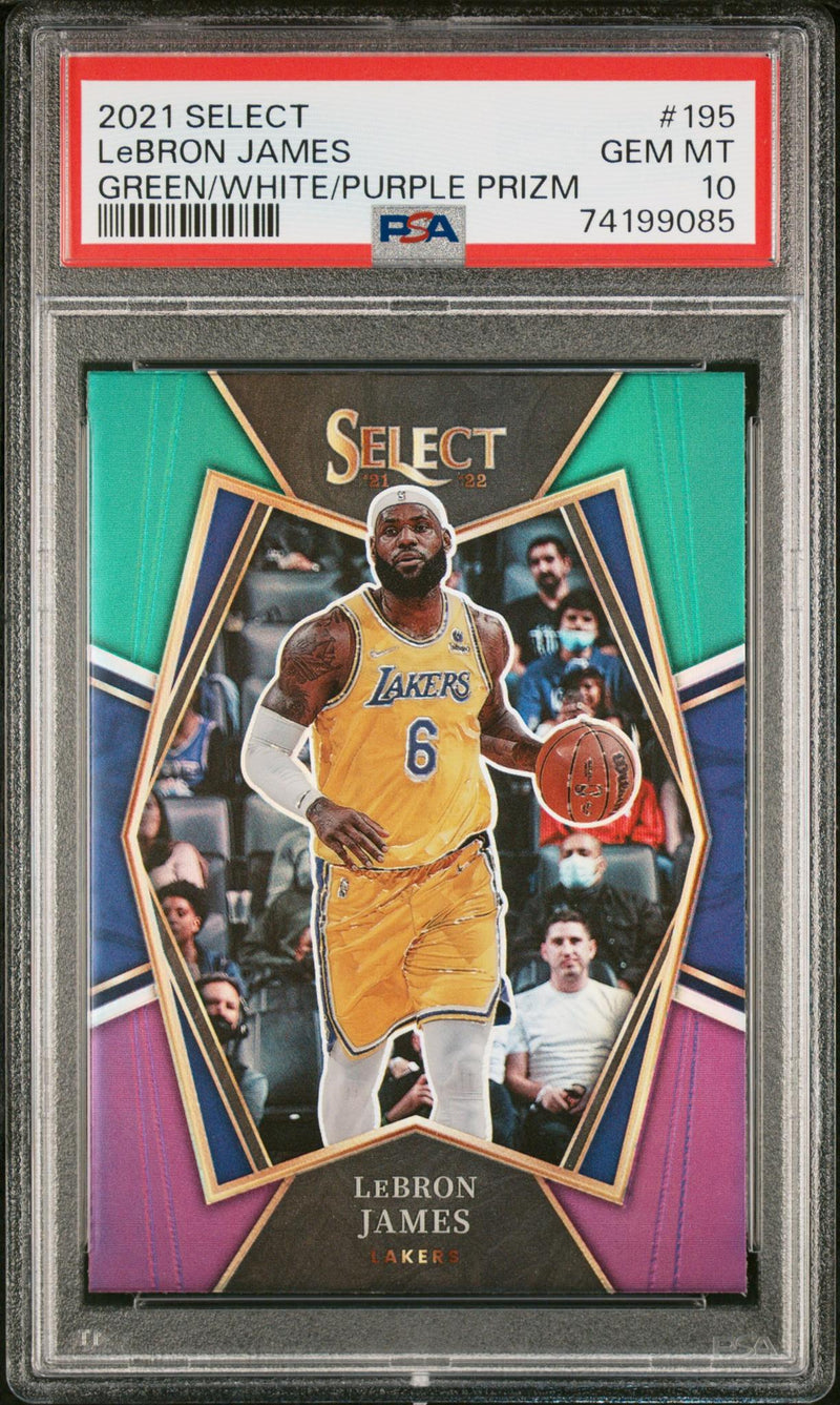 2021 Select Prizms Green White Purple LeBron James #195 PSA 10