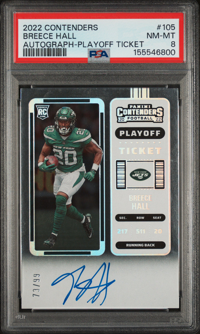 2022 Panini Contenders Playoff Ticket Breece Hall #105 /99 PSA 8