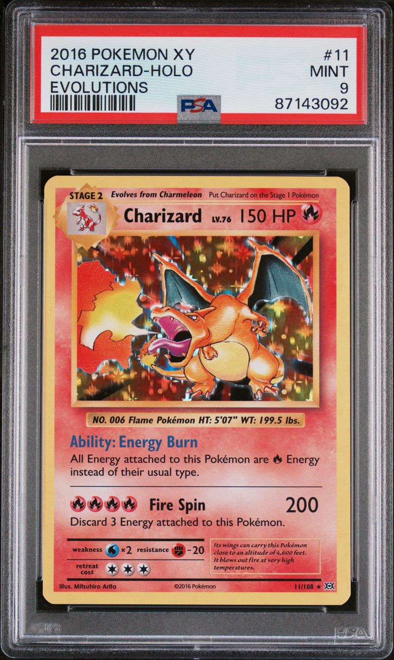 2016 Pokemon XY Evolutions Holo Charizard #11 PSA 9