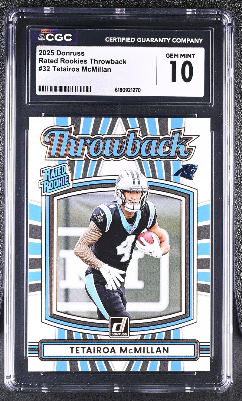 2025 Donruss Rated Rookies Throwback Tetairoa McMillan #32 Rookie CGC 10