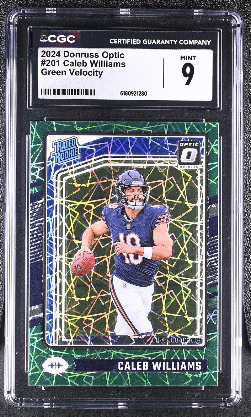 2024 Donruss Optic Caleb Williams #201 Green Velocity Rookie CGC 9