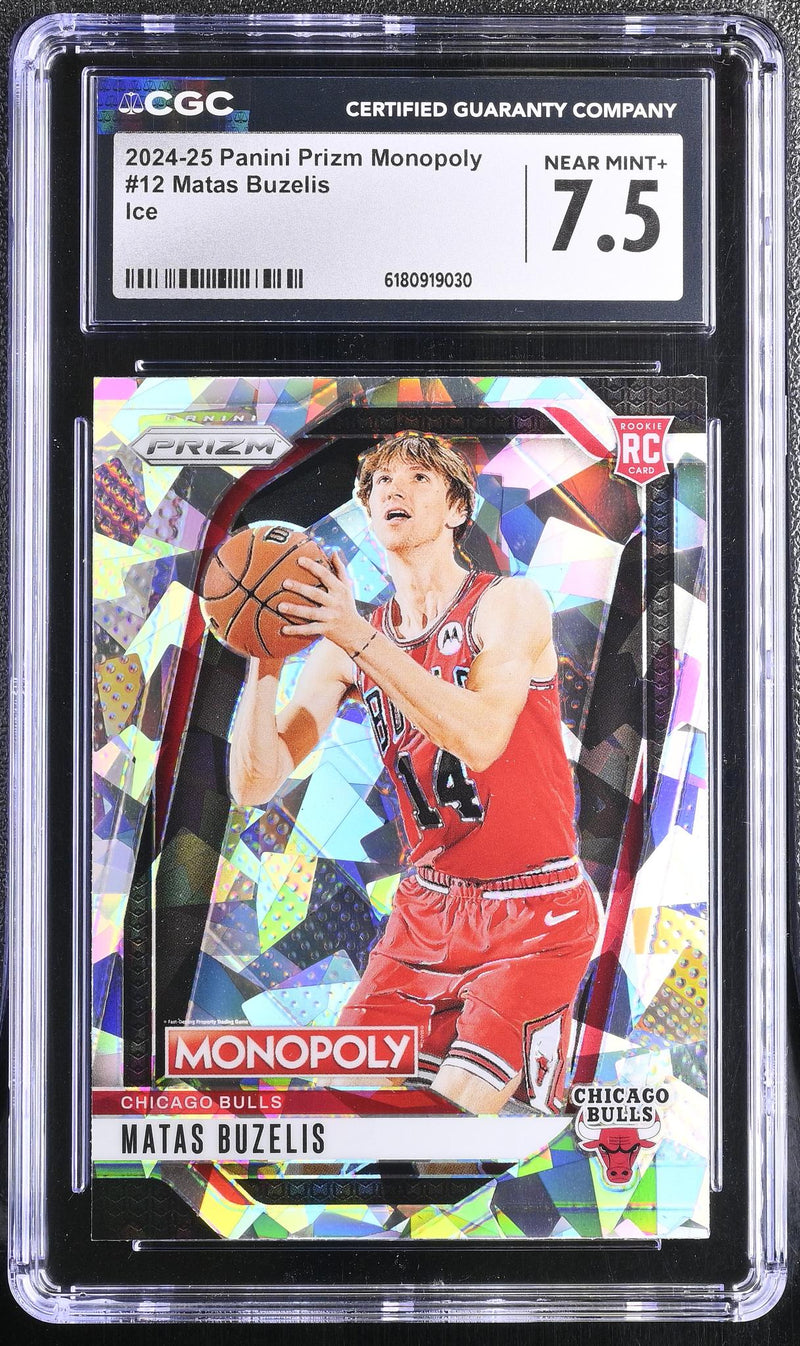 2024-25 Panini Prizm Monopoly Matas Buzelis #12 Rookie Ice CGC 7.5