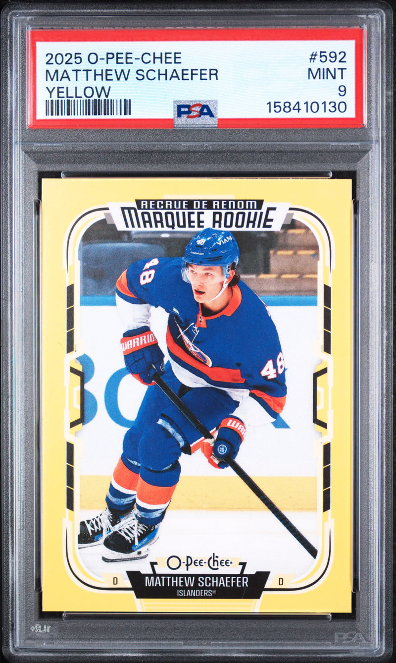 2025 Upper Deck O-Pee-Chee Yellow Matthew Schaefer #592 PSA 9