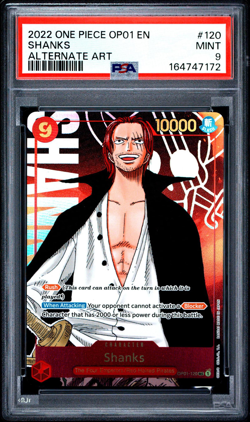 2022 One Piece Romance Dawn Alternate Art Shanks #OP01-120 PSA 9