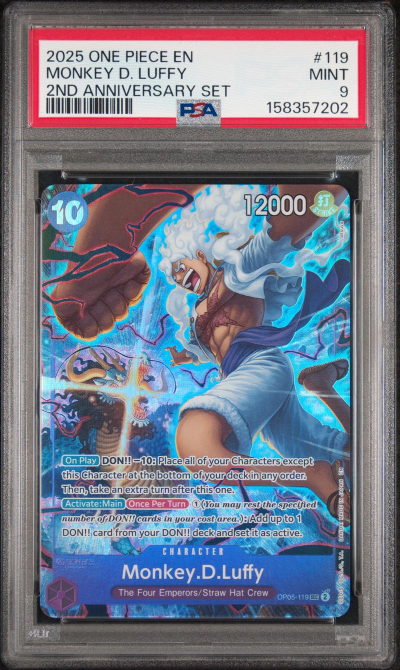 2025 One Piece Promo 2nd Anniversary Set Monkey D. Luffy #OP05-119 PSA 9