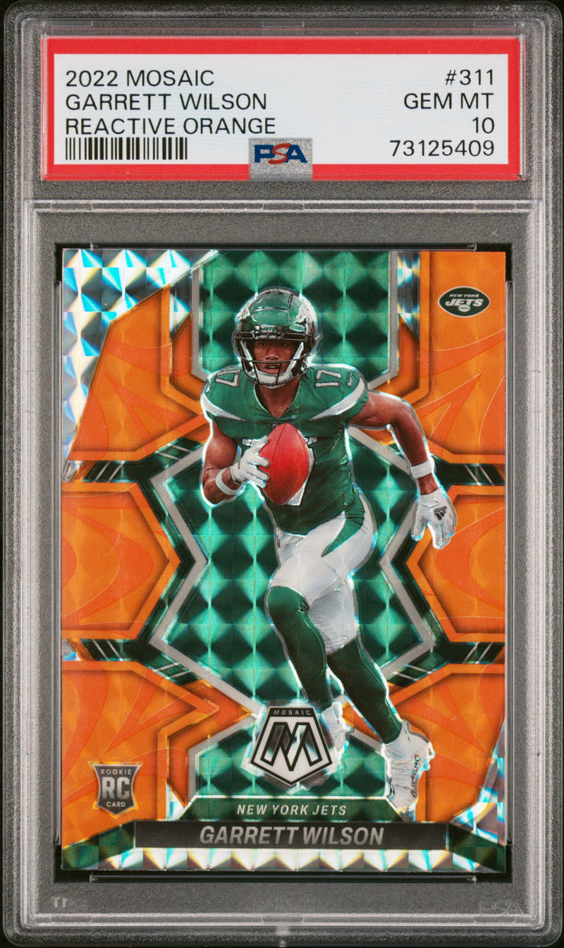 2022 Panini Mosaic Reactive Orange Mosaic Garrett Wilson #311 PSA 10