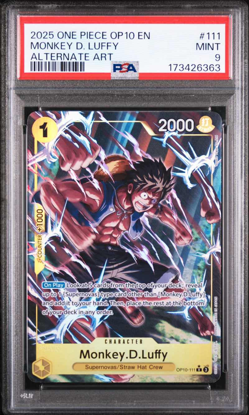2025 One Piece Royal Blood Alternate Art Monkey D. Luffy #OP10-111 PSA 9