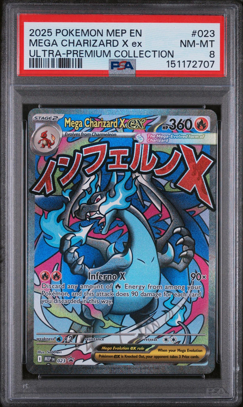 2025 Pokemon Mega Evolution Black Star Promo Ultra Premium Collection Mega Charizard X Ex #023 PSA 8