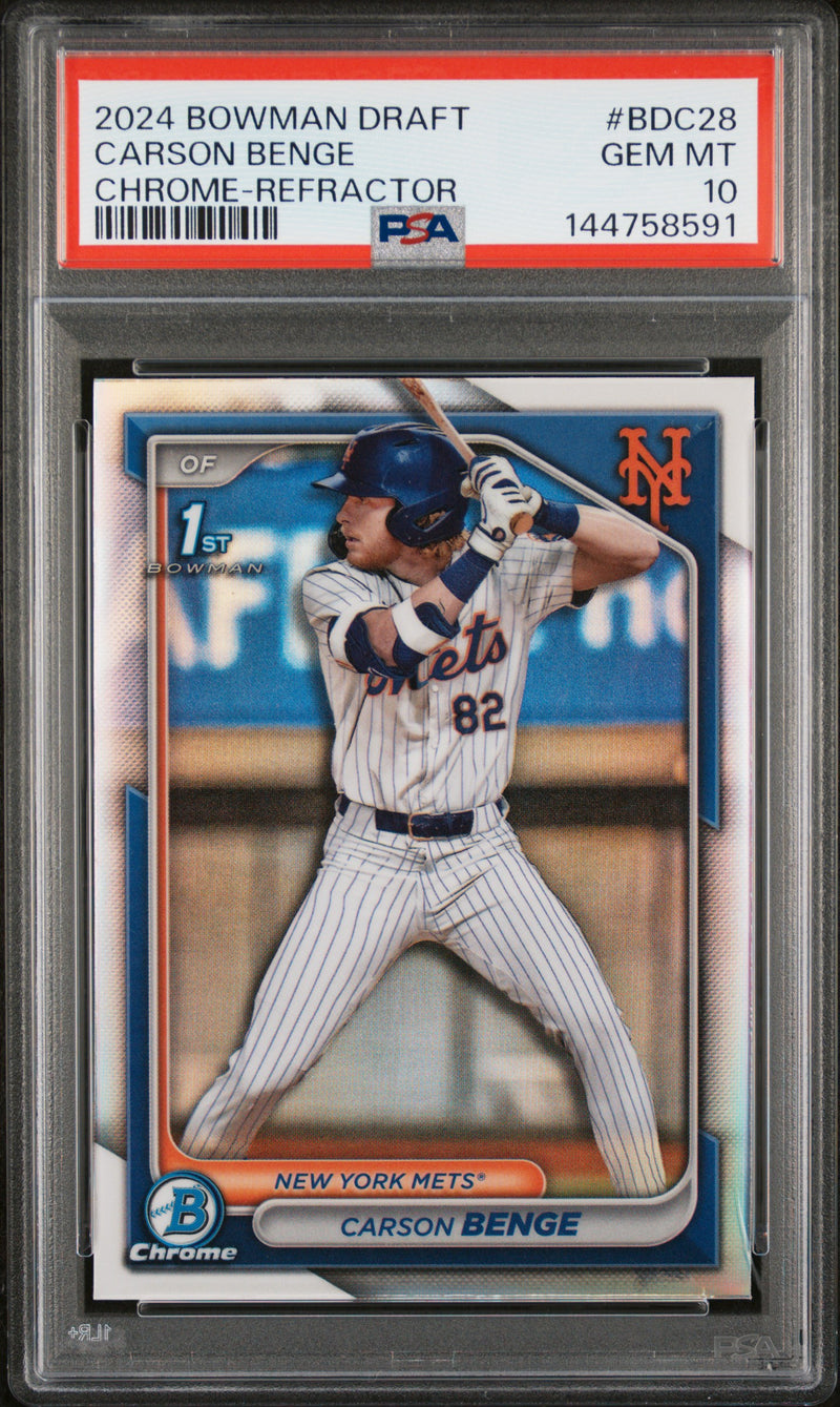 2024 Bowman Draft Chrome Refractor Carson Benge #BDC28 PSA 10