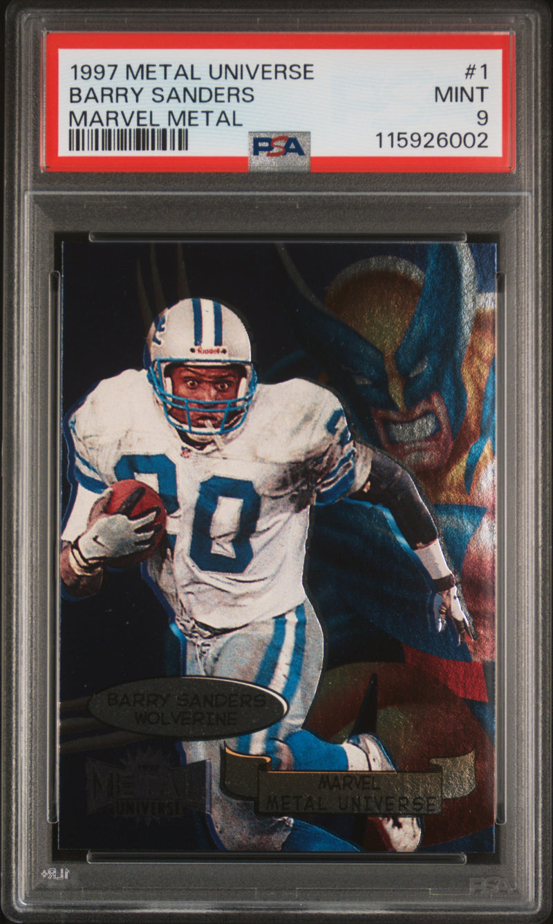 1997 Metal Universe Marvel Metal Barry Sanders #1 PSA 9