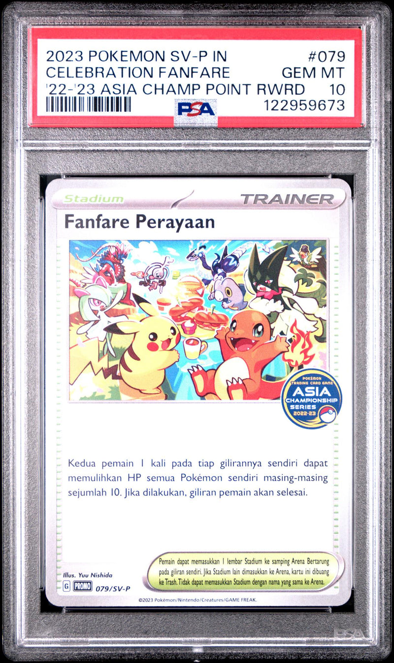 2023 Pokemon Indonesian Sv Promo 2022-2023 Asia Championship Series Point Reward Celebration Fanfare #79 PSA 10