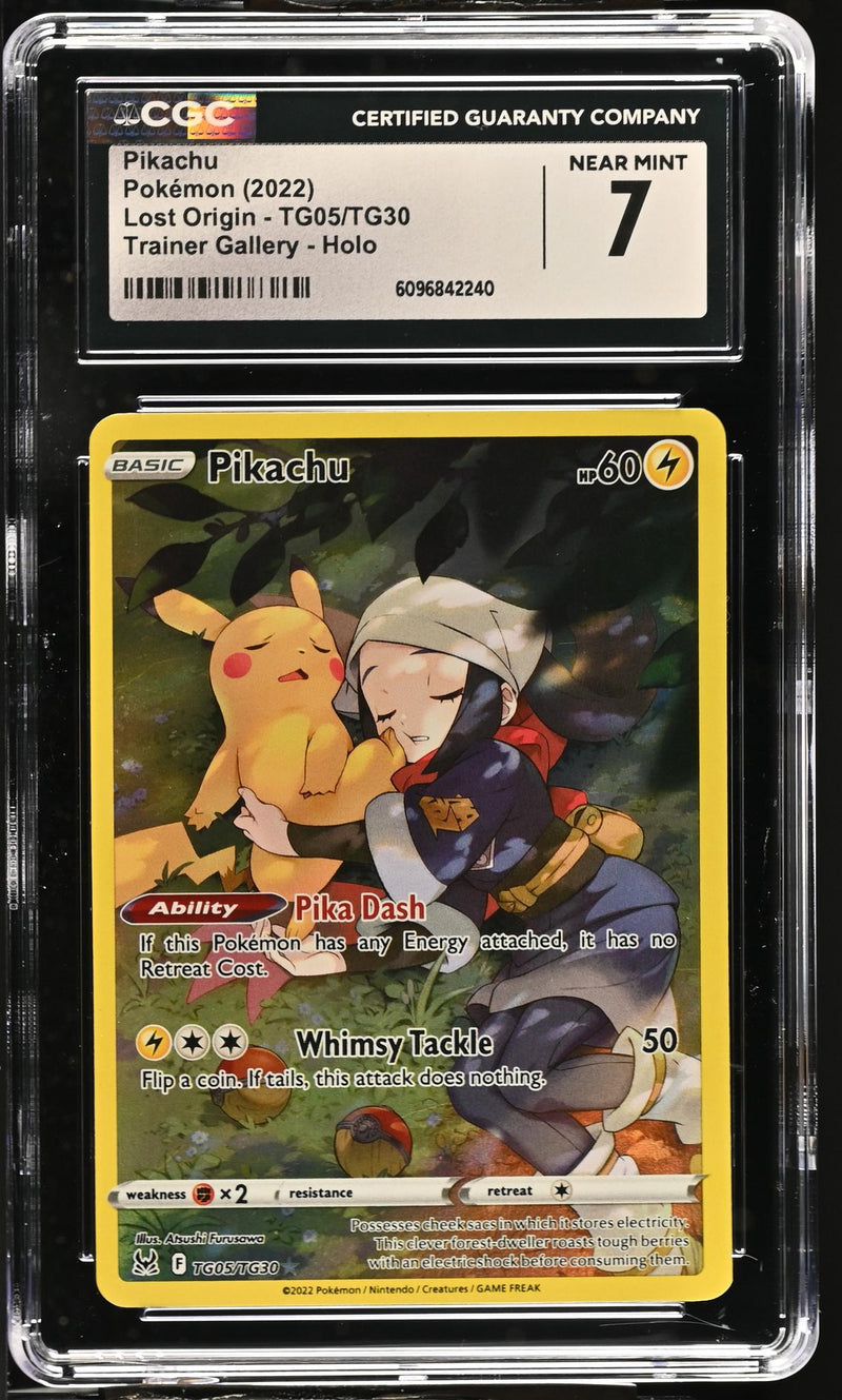 Pokémon Lost Origin Pikachu #TG05/TG30 Trainer Gallery Holo CGC 7