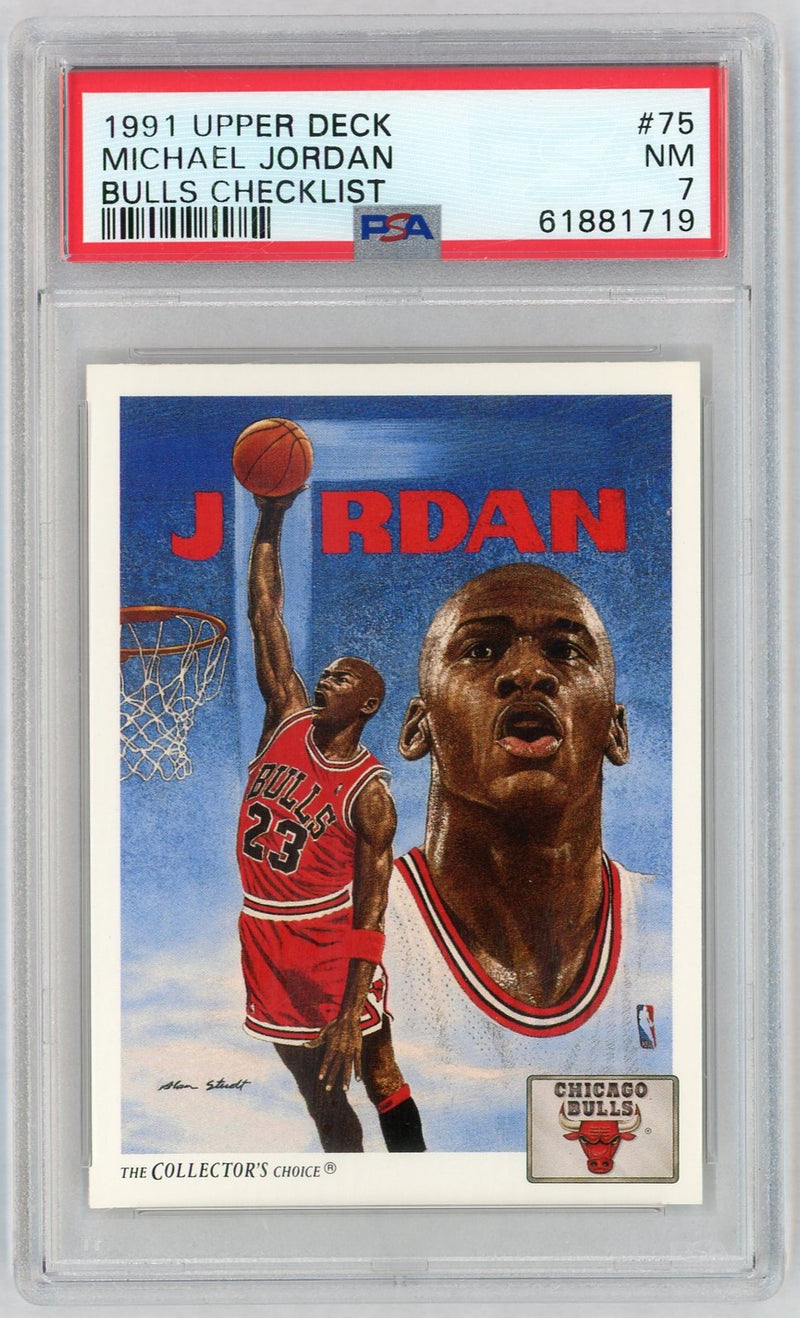 1991 Upper Deck Bulls Checklist Michael Jordan #75 PSA 7