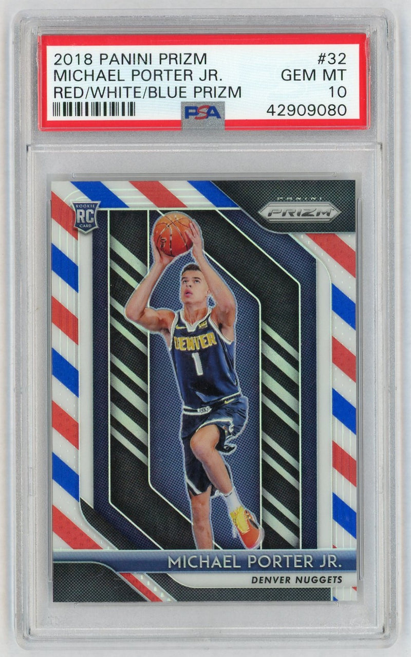 2018 Panini Prizm Red White and Blue Prizm Michael Porter Jr. #32 PSA 10