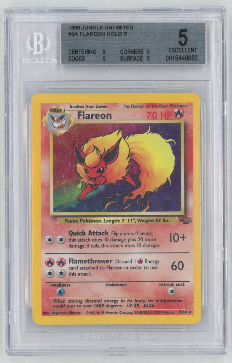 1999 Pokemon Jungle Holo Flareon #3 BGS 5