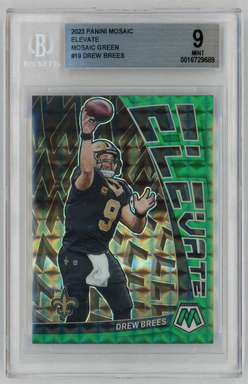 2023 Panini Mosaic Green Drew Brees #E-DB BGS 9