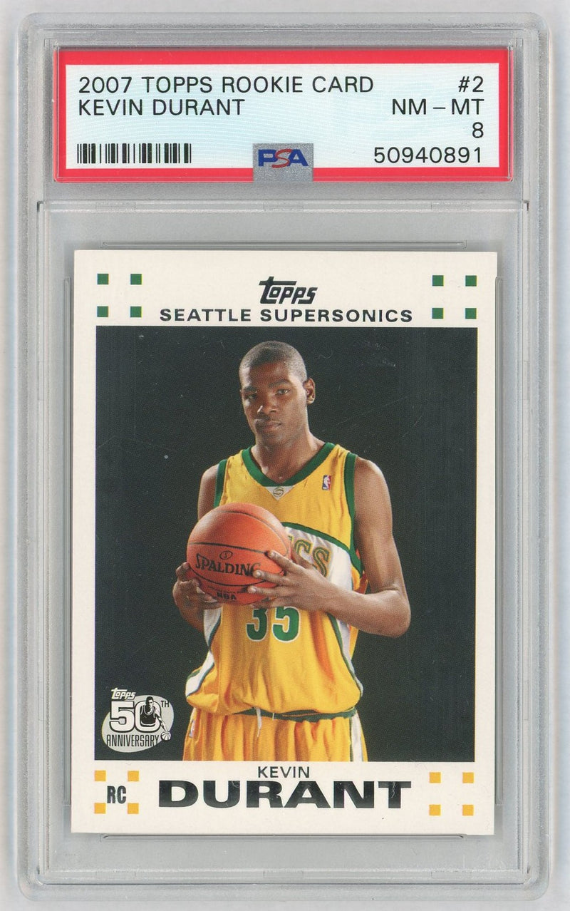 2007 Topps Rookie Card Kevin Durant #2 PSA 8