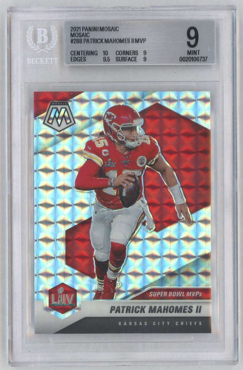 2021 Panini Mosaic Super Bowl Mvps Mosaic Prizm Patrick Mahomes II #288 BGS 9