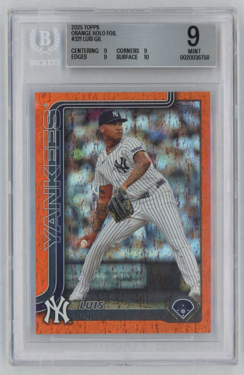 2025 Topps Orange Holo Foil Luis Gil #321 /25 BGS 9