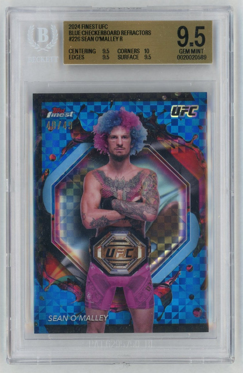2024 Finest UFC Blue Checkerboard Refractors Sean O'Malley #226 /49 BGS 9.5