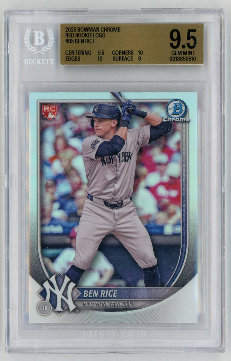 2025 Bowman Chrome Red Rookie Logo Ben Rice #85 BGS 9.5