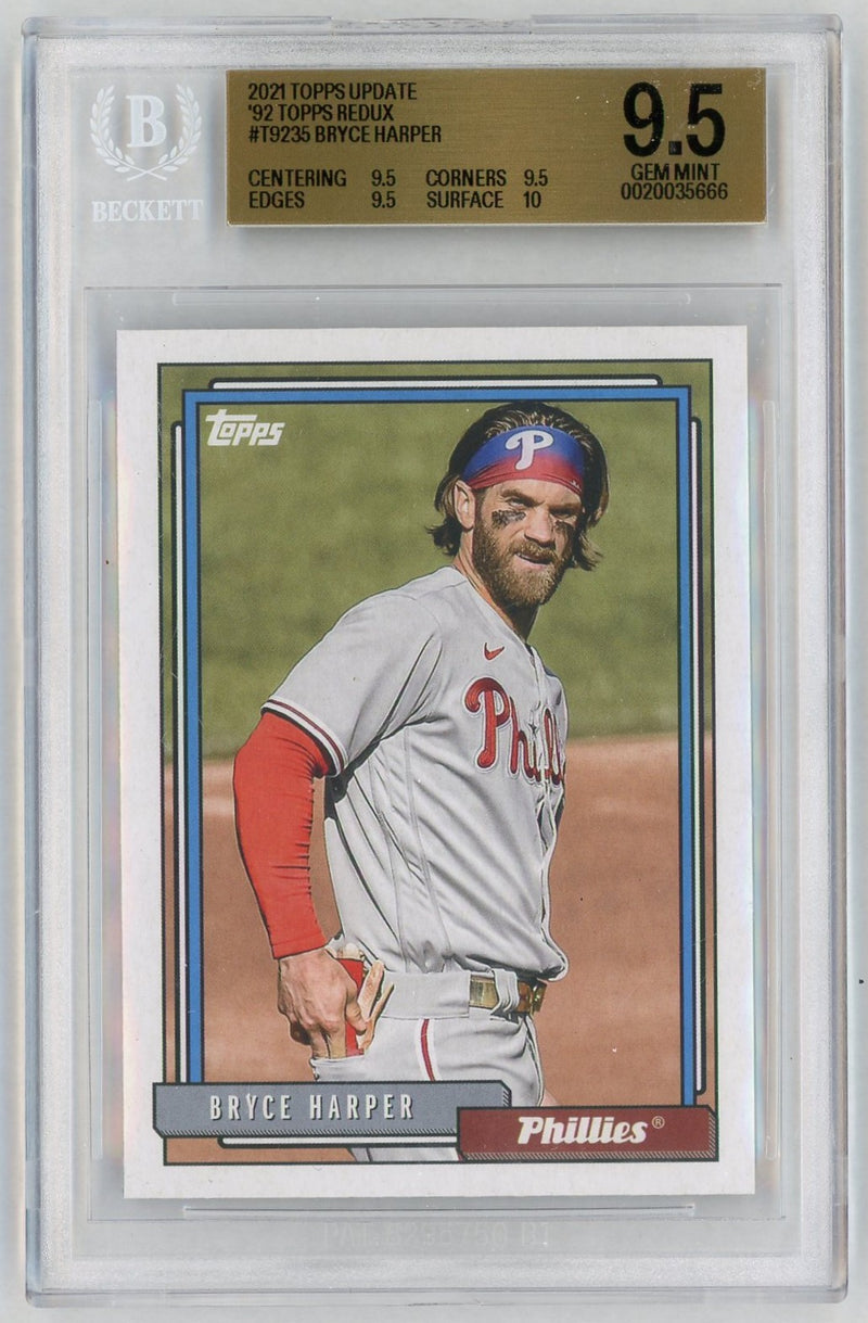 2021 Topps Update '92 Topps Redux Bryce Harper #T9235 BGS 9.5