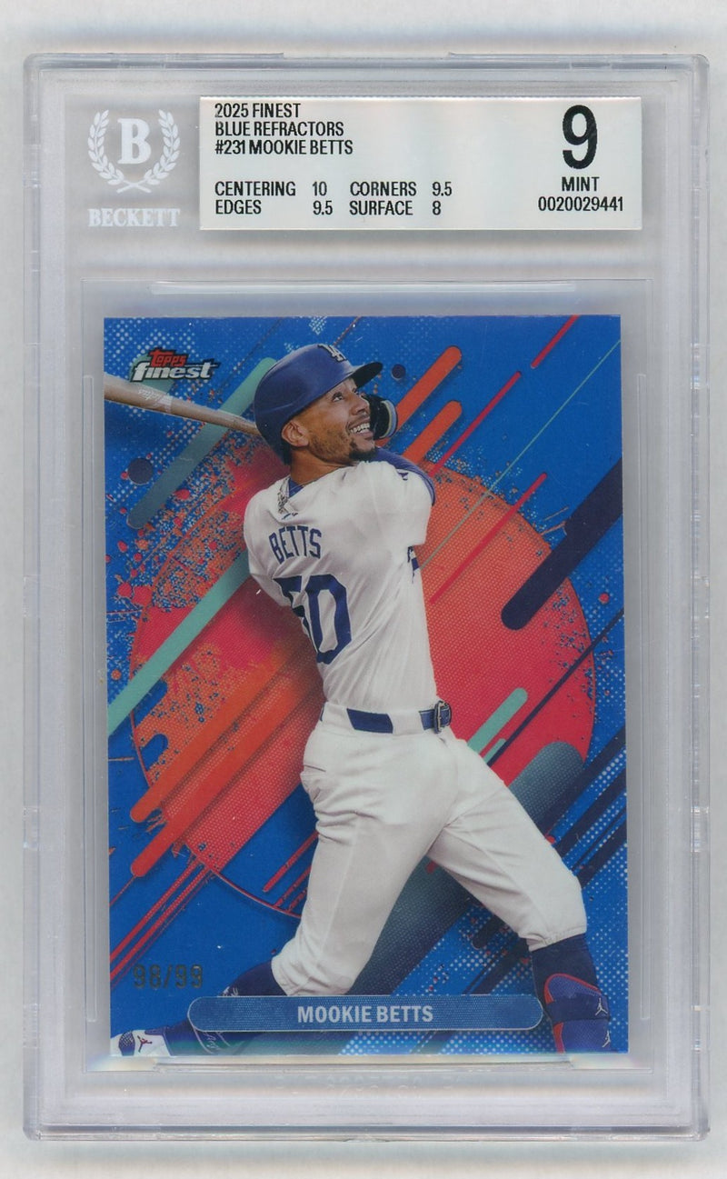 2025 Topps Finest Mookie Betts #231 Blue Refractors /99 BGS 9 Beckett