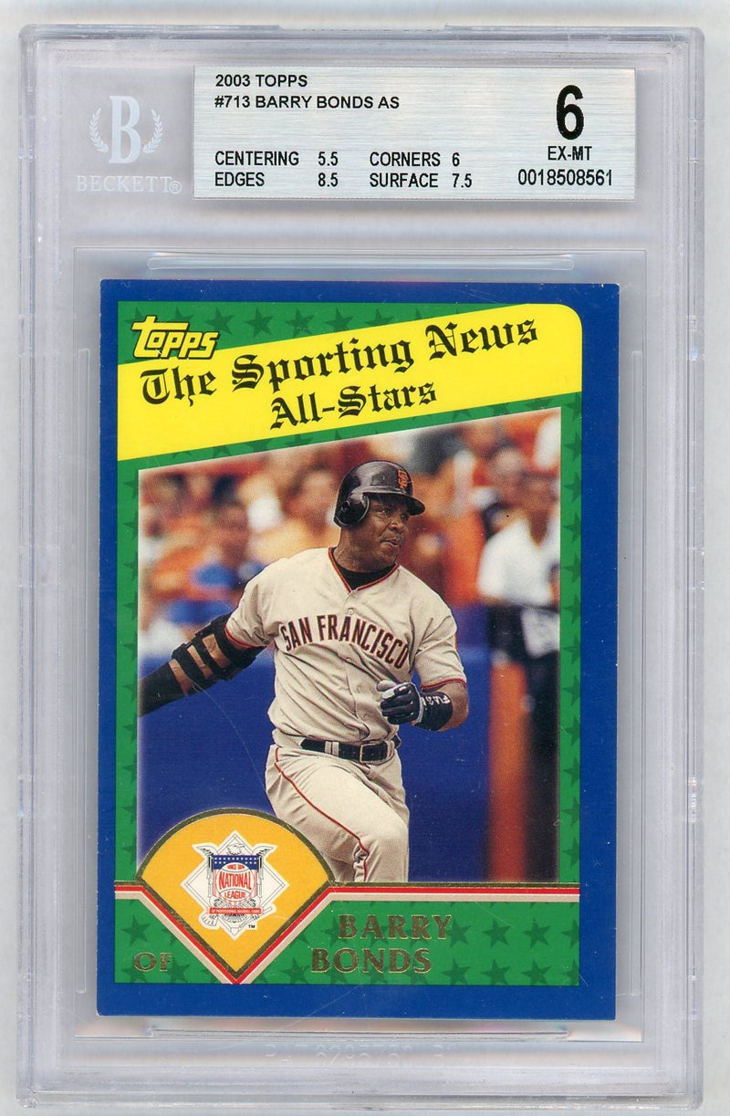 2003 Topps Barry Bonds #713 BGS 6