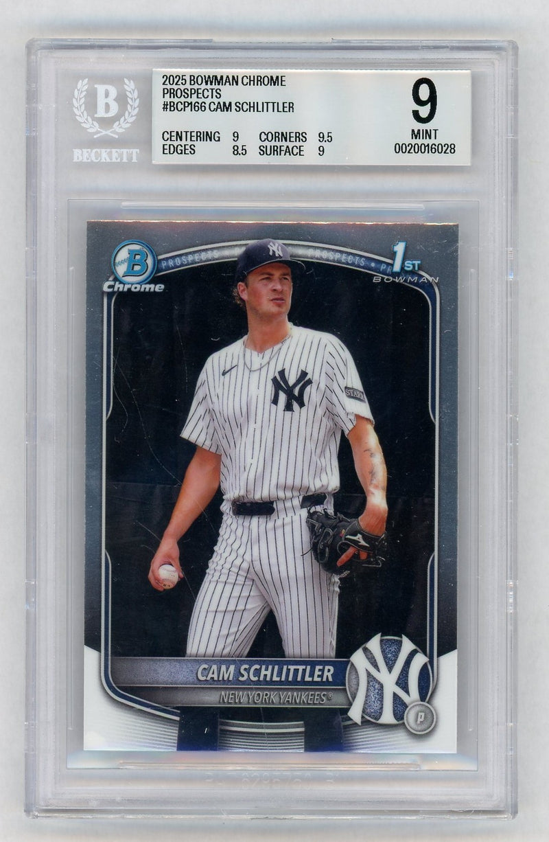 2025 Bowman Chrome Prospects Cam Schlittler #BCP166 BGS 9