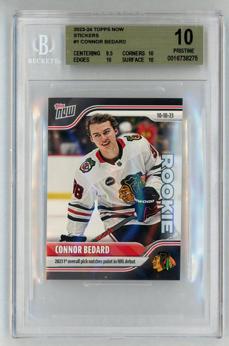 2023 Topps Now Stickers Connor Bedard #1 /29357 BGS 10