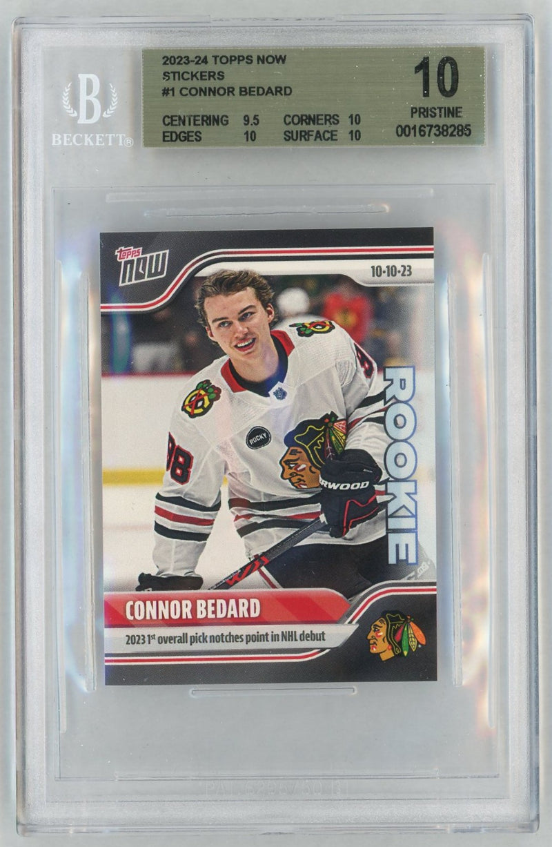 2023 Topps Now Stickers Connor Bedard #1 /29357 BGS 10