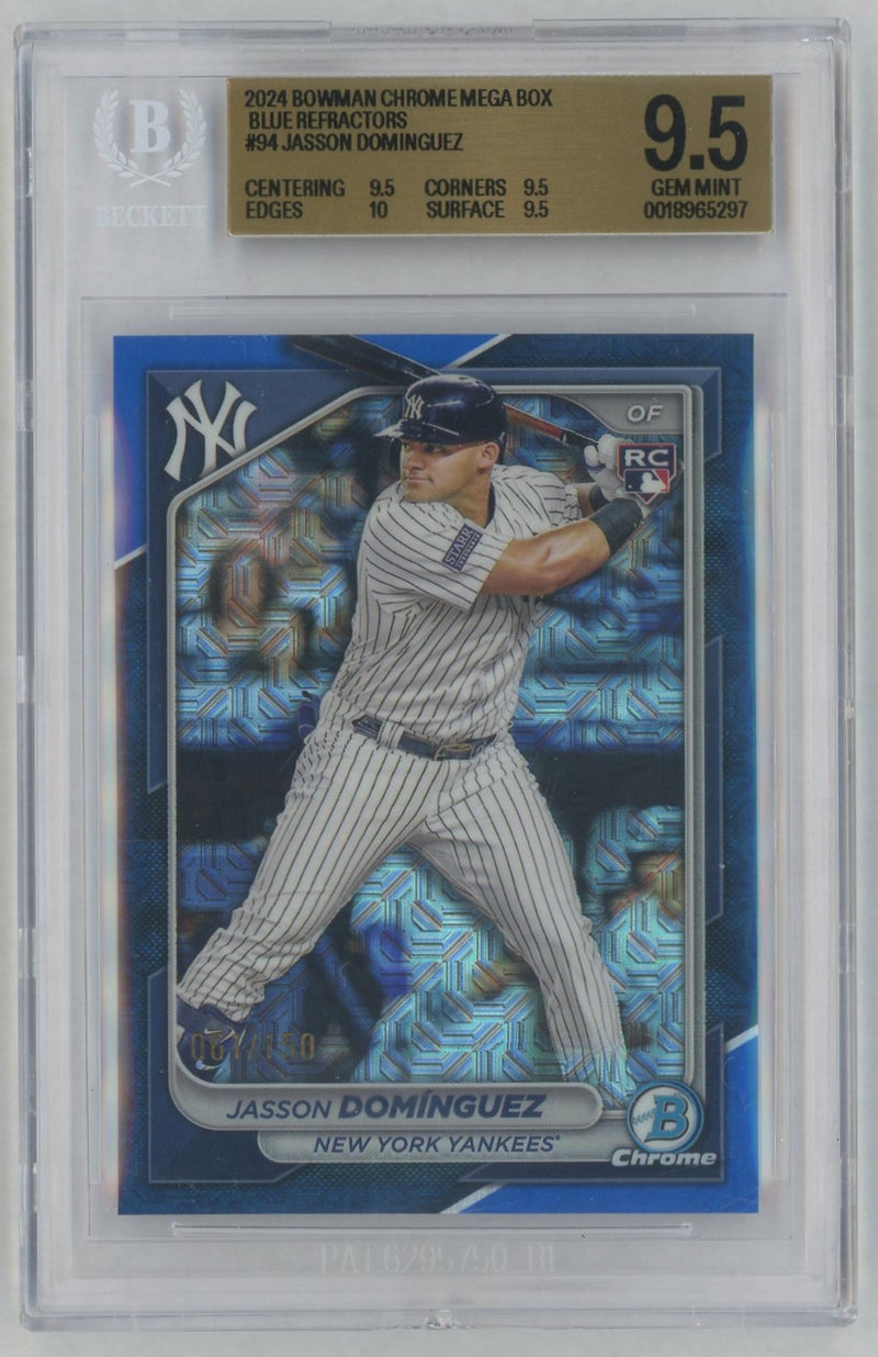 2024 Bowman Chrome Mega Box Blue Refractors Jasson Dominguez #94 /150 BGS 9.5