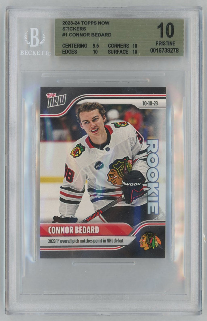 2023 Topps Now Stickers Connor Bedard #1 /29357 BGS 10