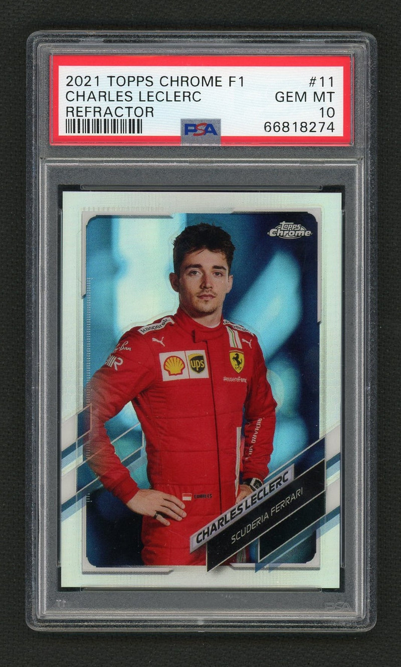 2021 Topps Chrome Formula 1 Refractor Charles Leclerc #11 PSA 10