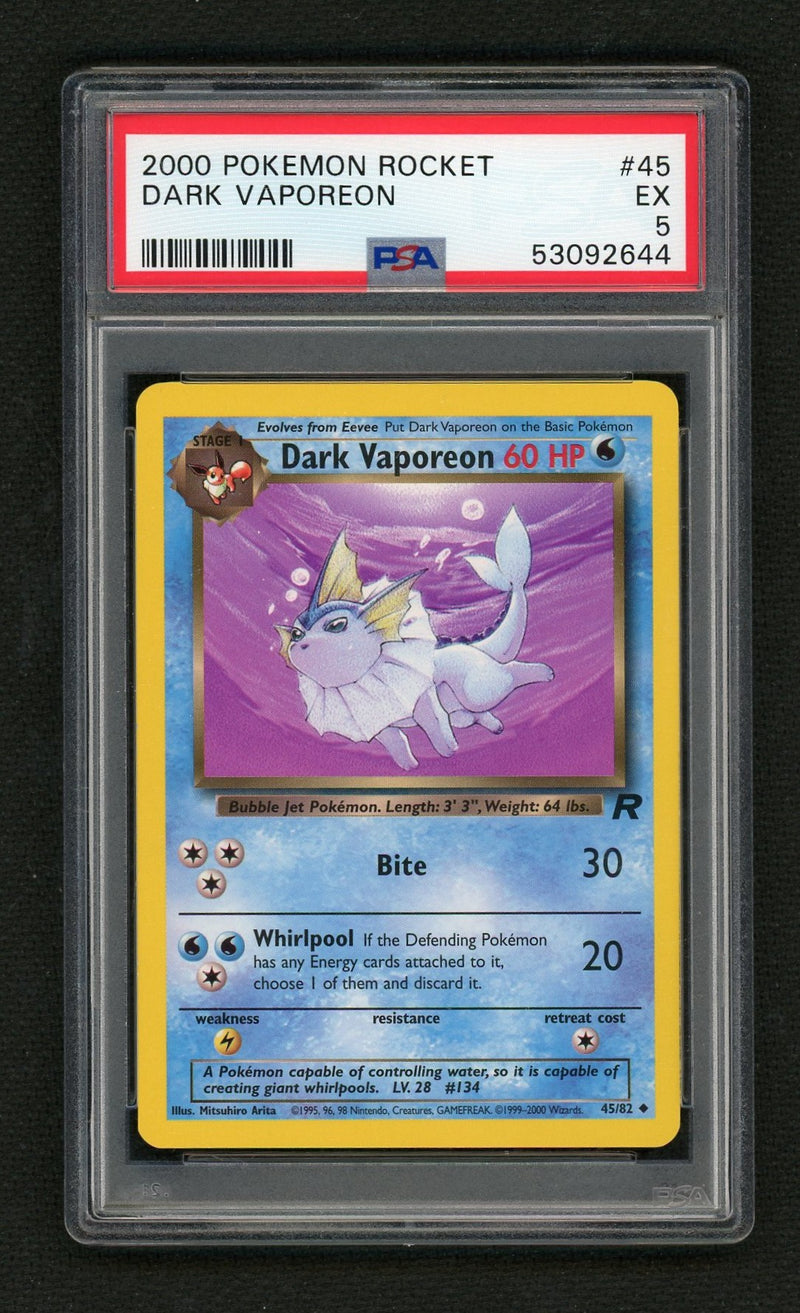 2000 Pokemon Team Rocket Dark Vaporeon #45 PSA 5
