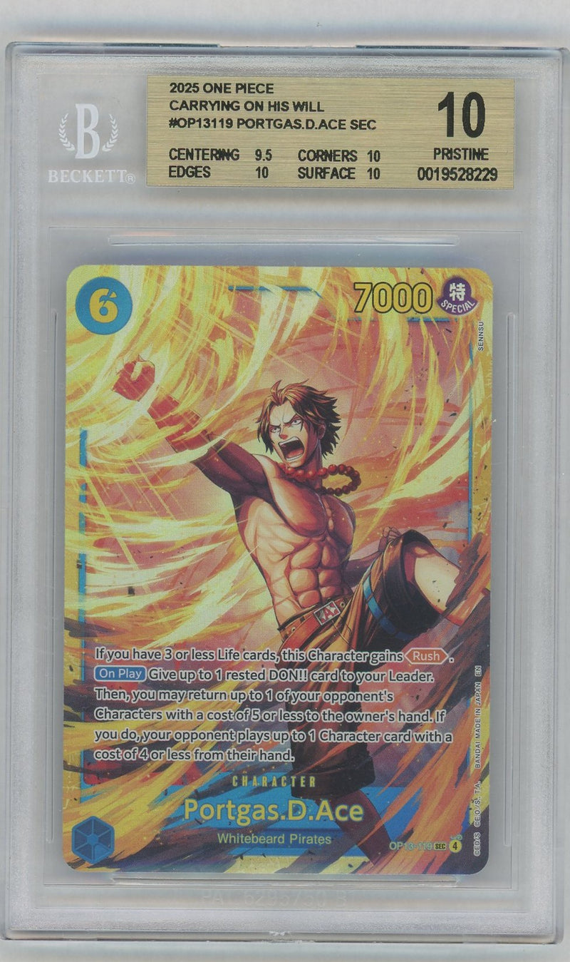 2025 One Piece Carrying On His Will Portgas D. Ace #OP13-119 BGS 10