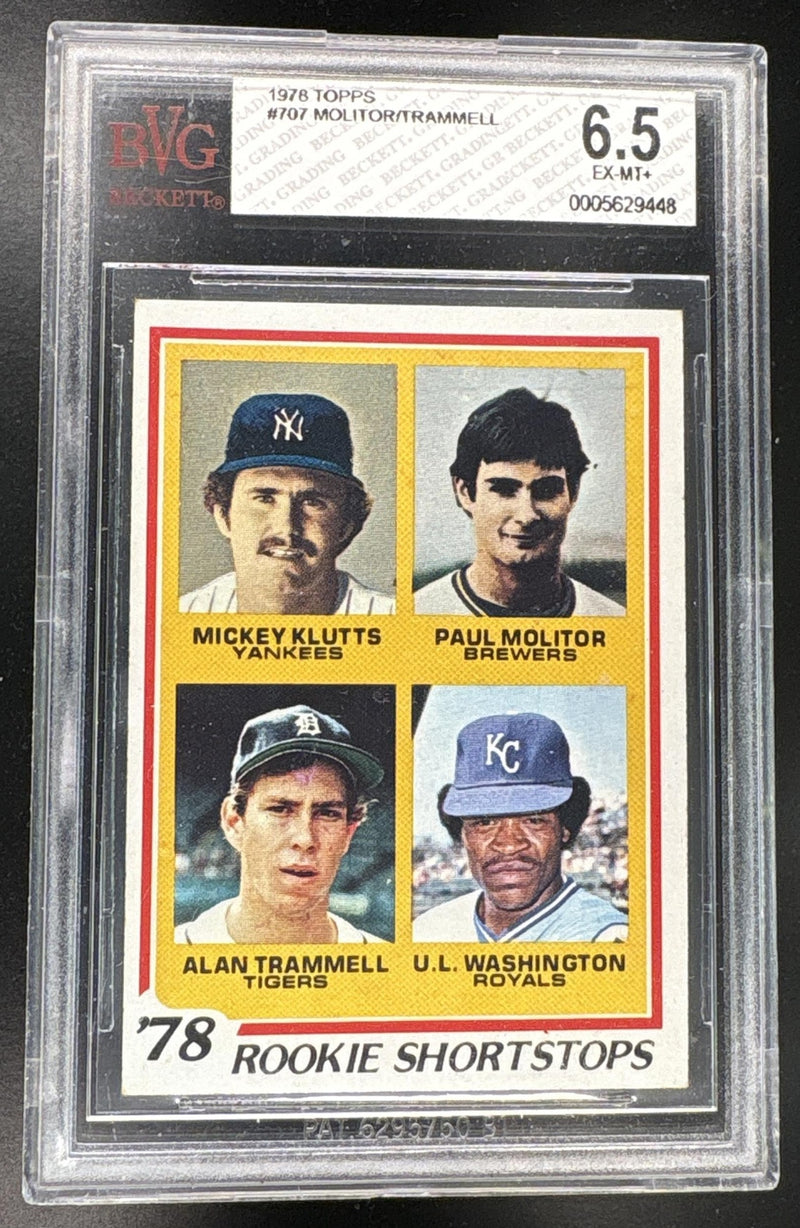 1978 Topps Rookie Shortstops Mickey Klutts/Paul Molitor/Alan Trammell/U.L. Washington #707 BGS 6.5