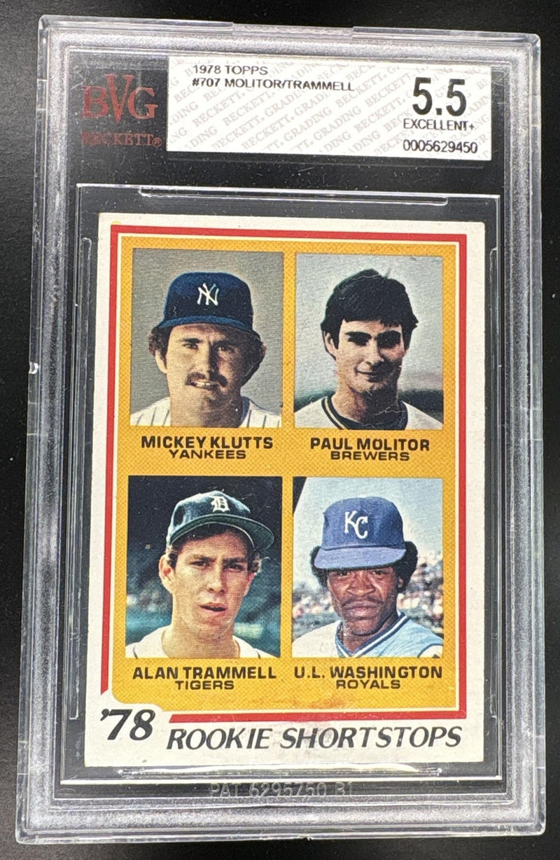 1978 Topps Rookie Shortstops Mickey Klutts/Paul Molitor/Alan Trammell/U.L. Washington #707 BGS 5.5