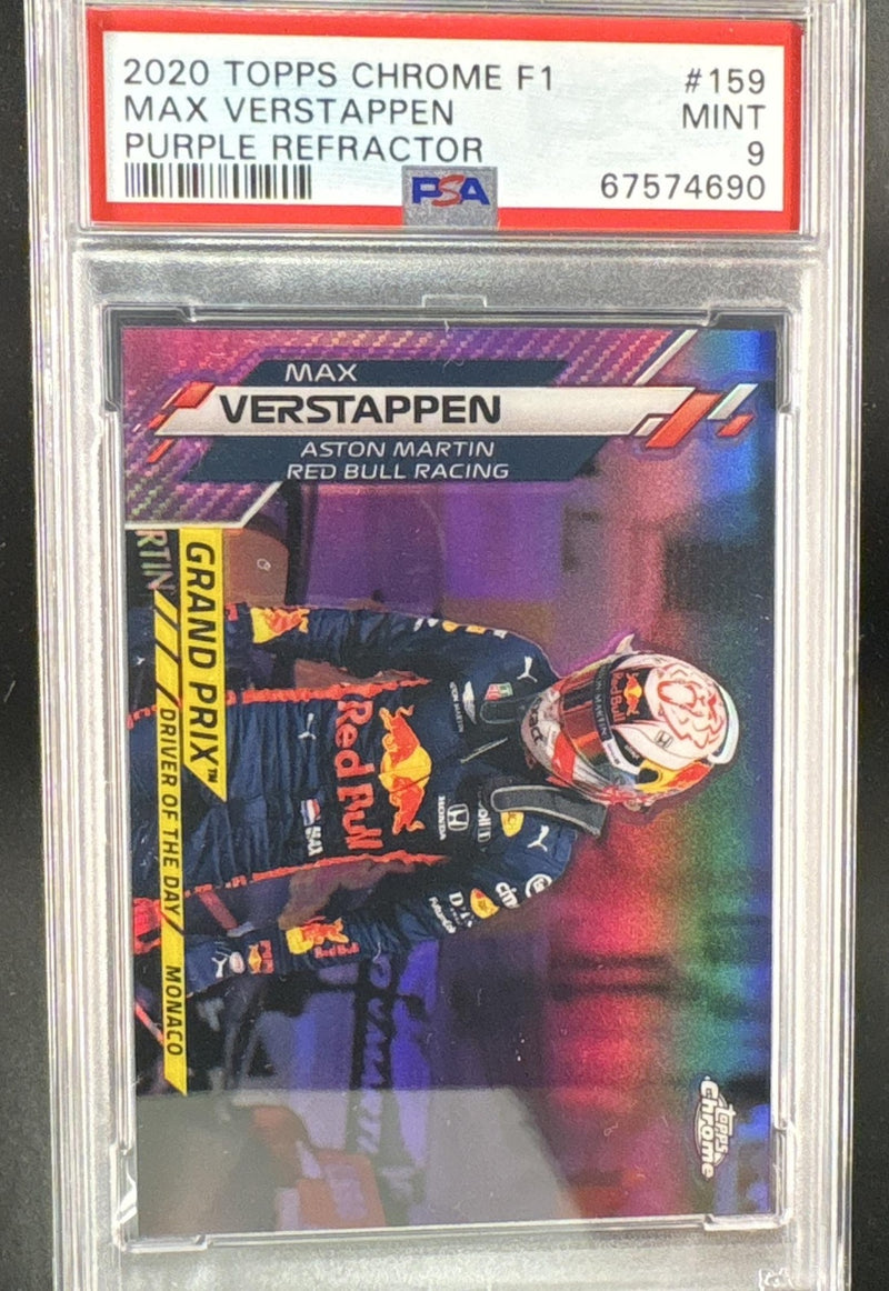2020 Topps Chrome Formula 1 Purple Refractor Max Verstappen #159 /399 PSA 9