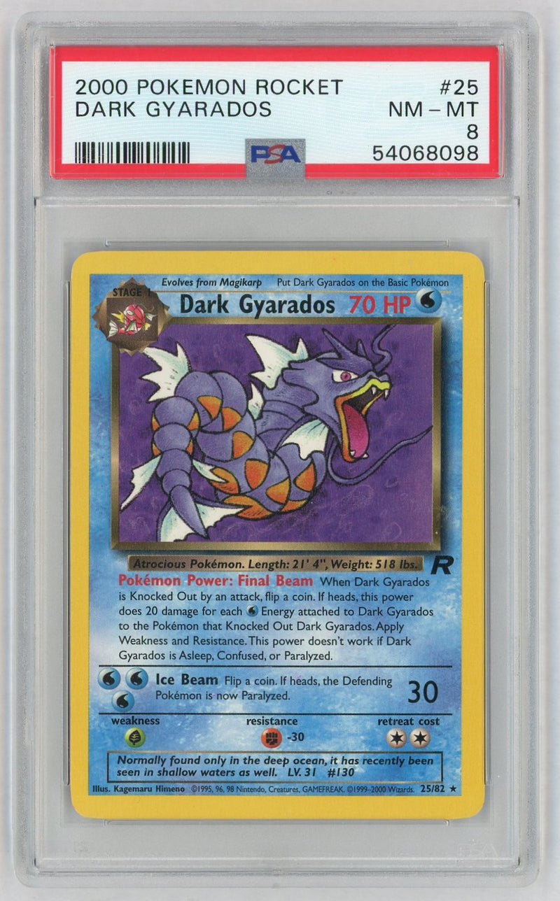 2000 Pokemon Team Rocket Dark Gyarados #25 PSA 8