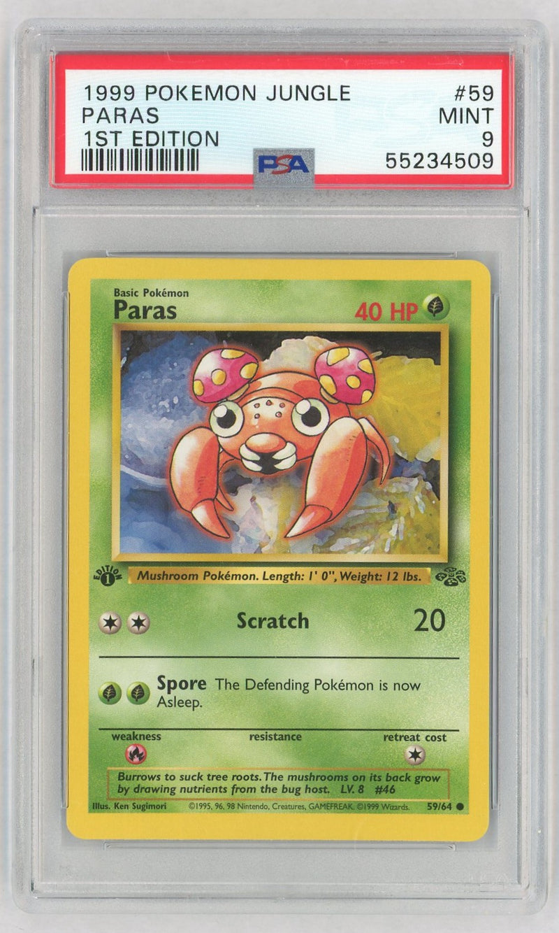 1999 Pokemon Jungle 1st Edition Paras #59 PSA 9