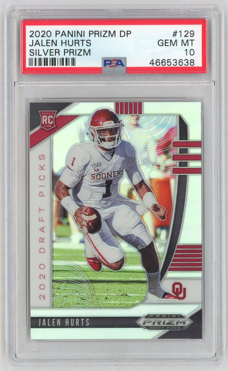 2020 Panini Prizm Draft Picks Silver Prizm Jalen Hurts #129 PSA 10
