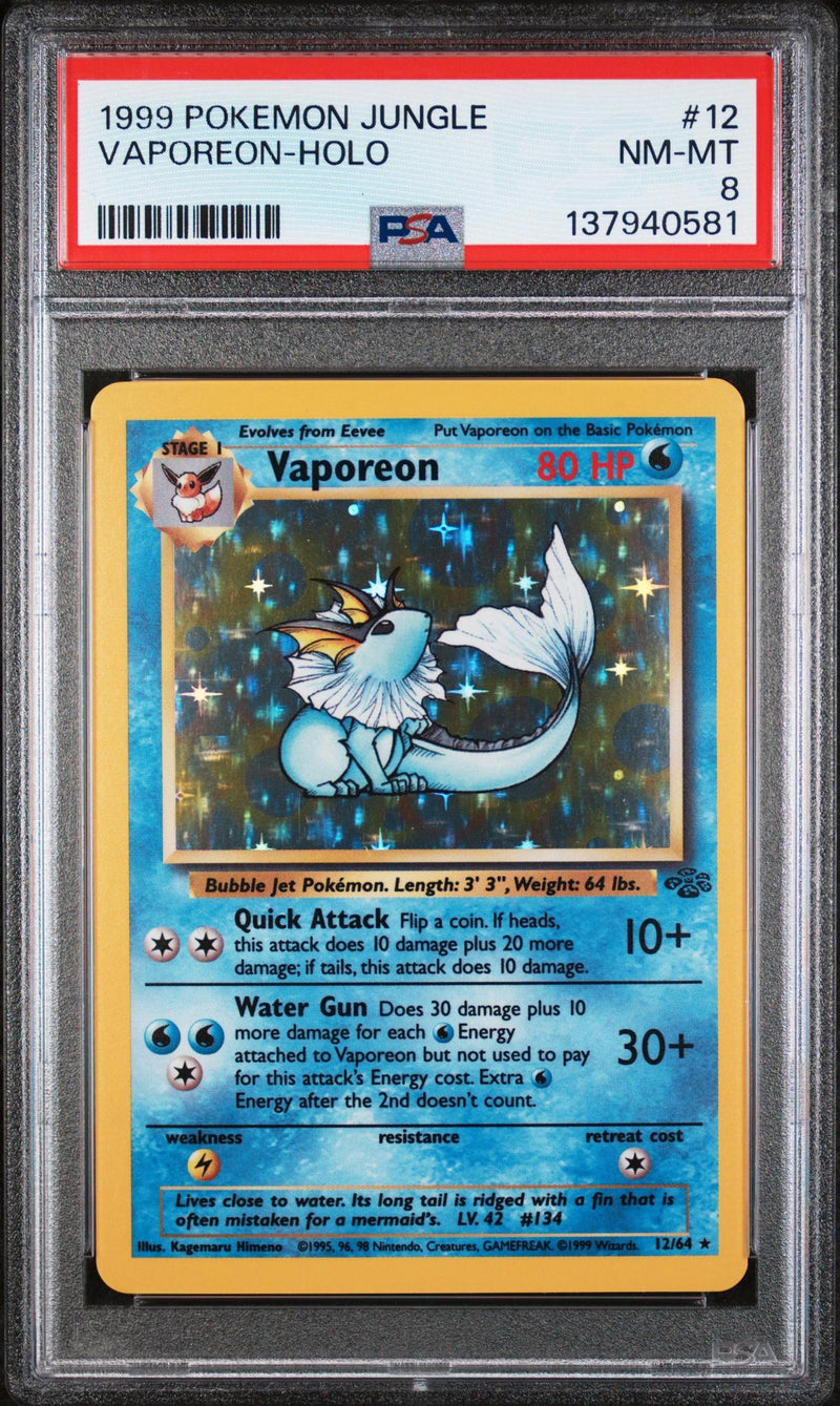 1999 Pokemon Jungle Holo Vaporeon #12 PSA 8