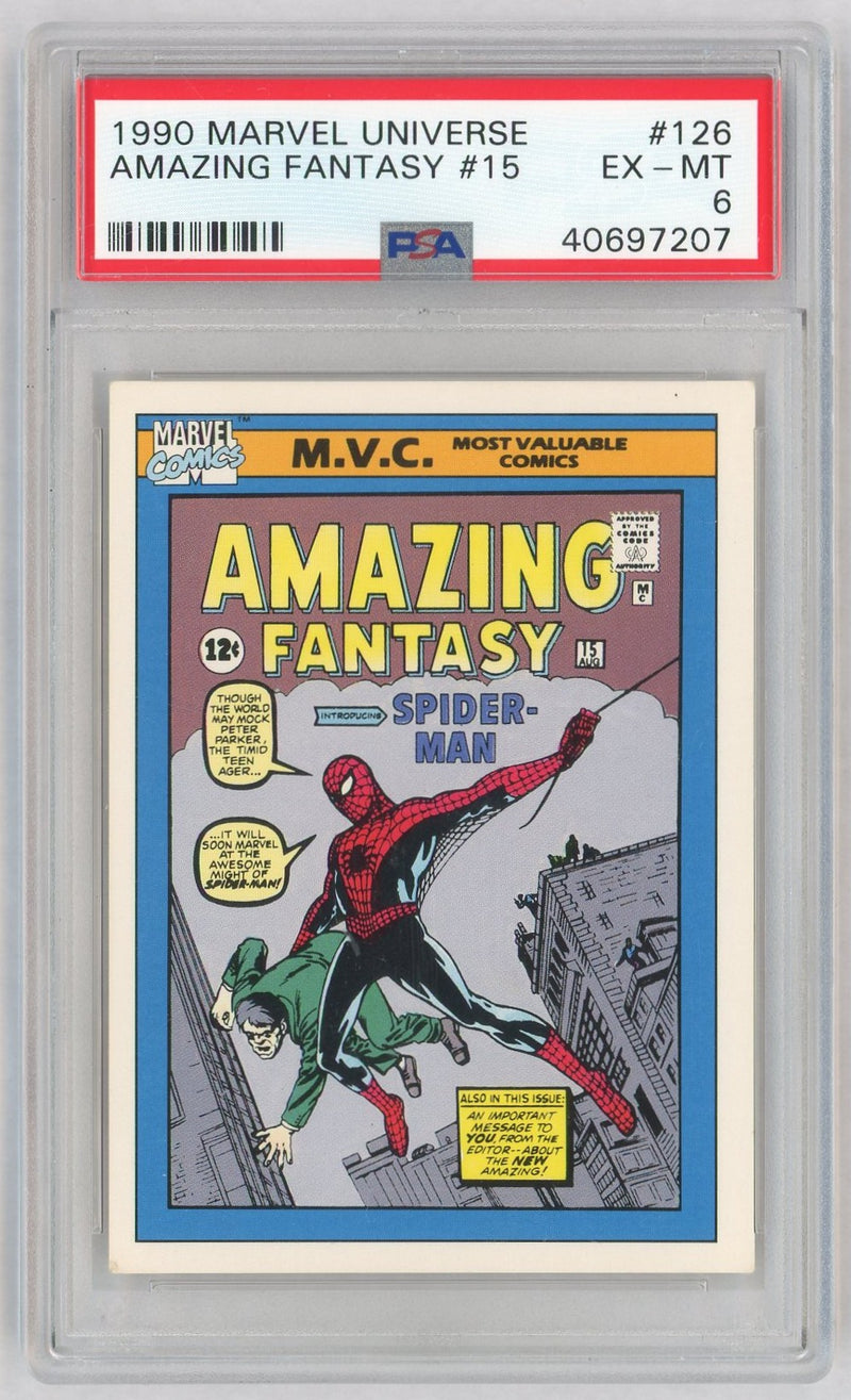 1990 Impel Marvel Universe Amazing Fantasy #15 Spider Man #126 PSA 6