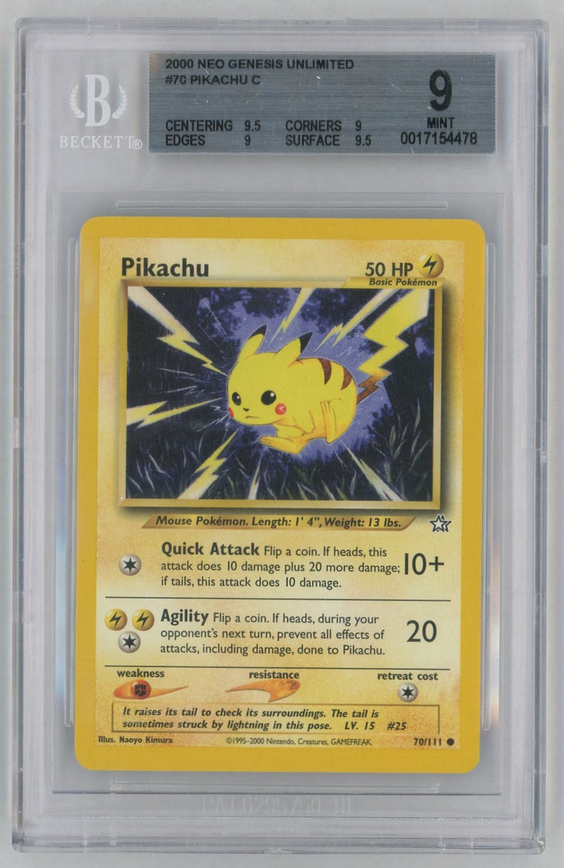 2000 Pokemon Neo Genesis Pikachu #70 BGS 9